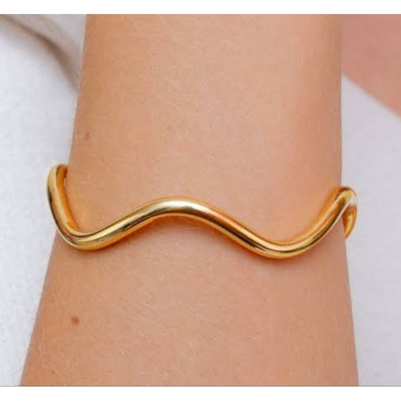 Choker aro ondulado e Pulseira Conjunto ajustável Prata e Dourado