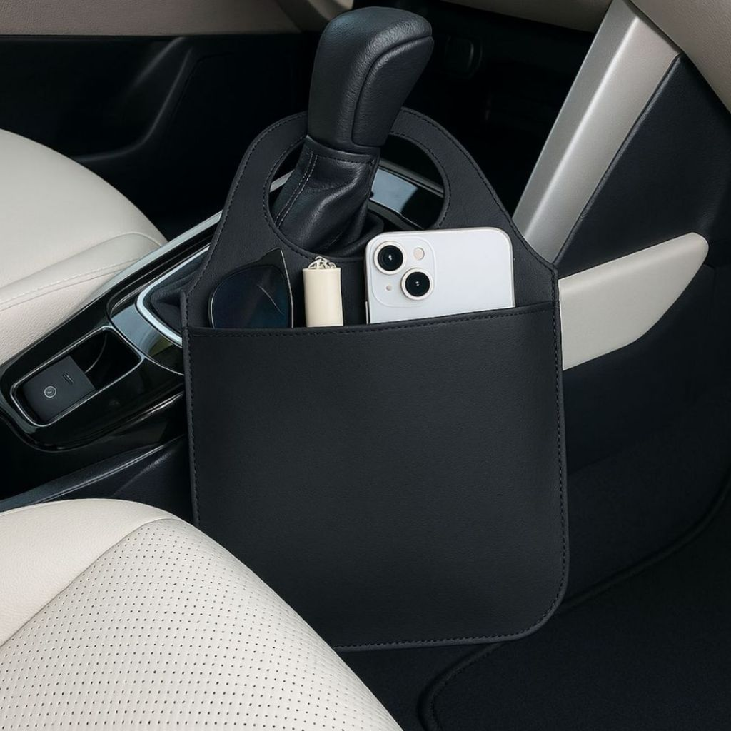 Porta Lixo Liso Para Carro de Couro Sintético