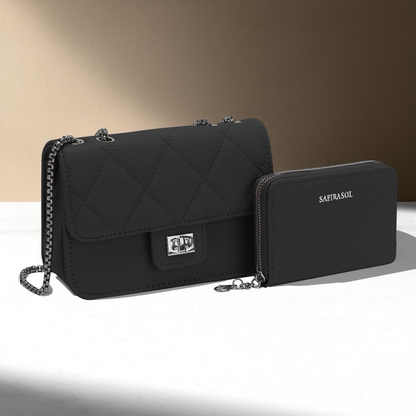 Bolsa Feminina Alça De Corrente Transversal kit2 bolsa com carteira Pequena Festa Balada Moda Blogueira LZ360