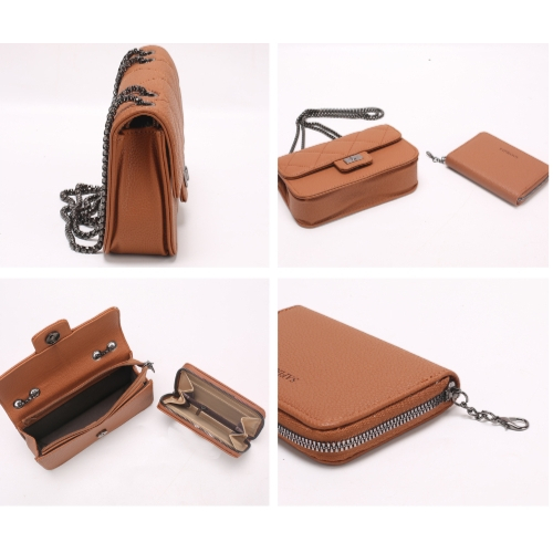 Bolsa Feminina Alça De Corrente Transversal kit2 bolsa com carteira Pequena Festa Balada Moda Blogueira LZ360