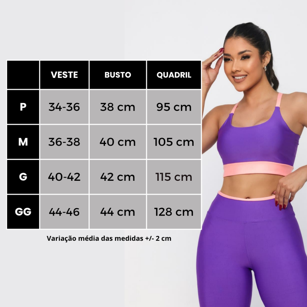 Conjunto roupa de academia fitness calça legging e top sem transparência suplex alta compressão