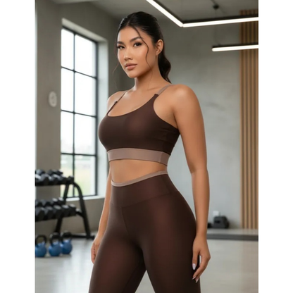 Conjunto roupa de academia fitness calça legging e top sem transparência suplex alta compressão
