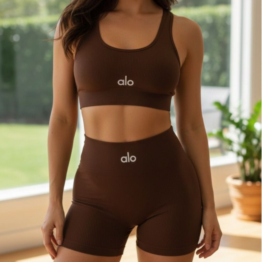 Conjunto Shorts Academia Alo Fitness Yoga Poliamida Zero Transparencia