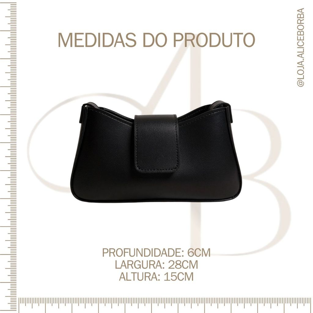 Bolsa Ombro com Fecho Magnético e Zíper Interno