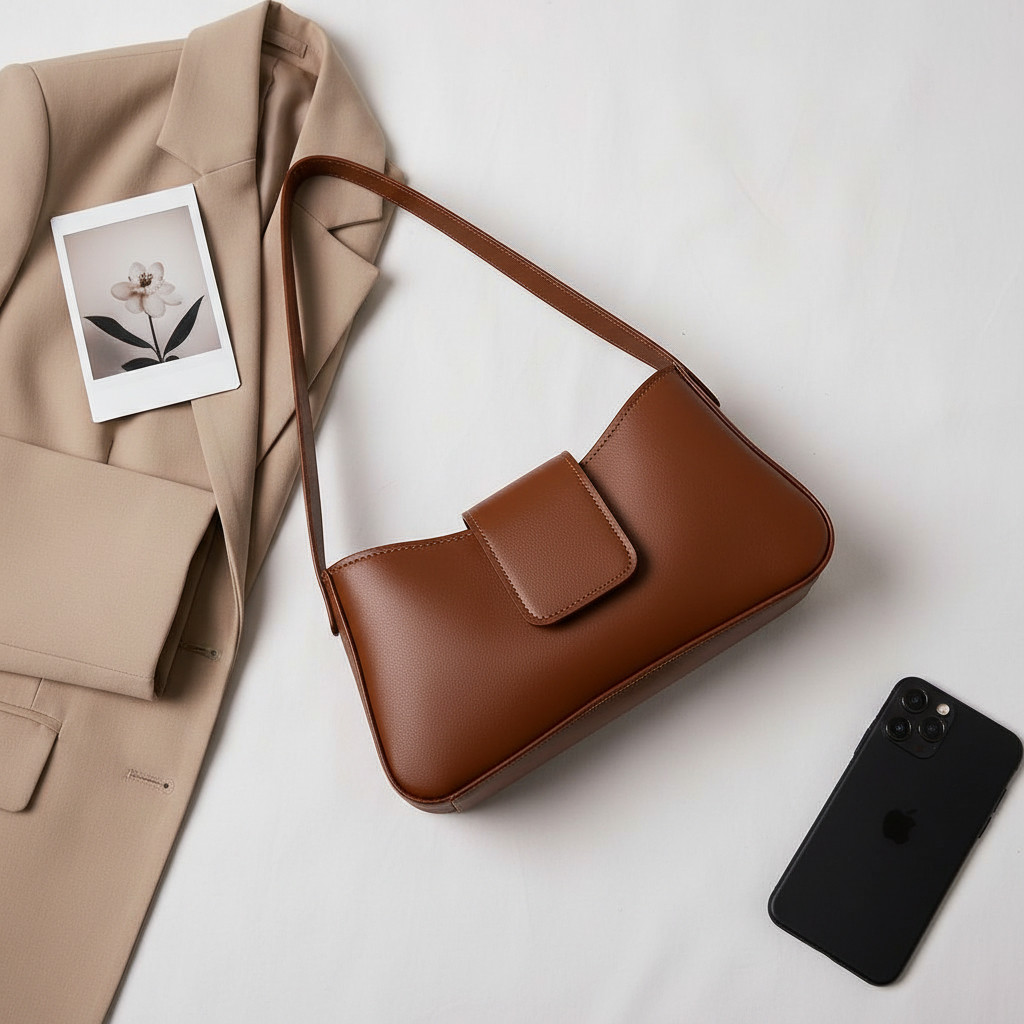 Bolsa Ombro com Fecho Magnético e Zíper Interno