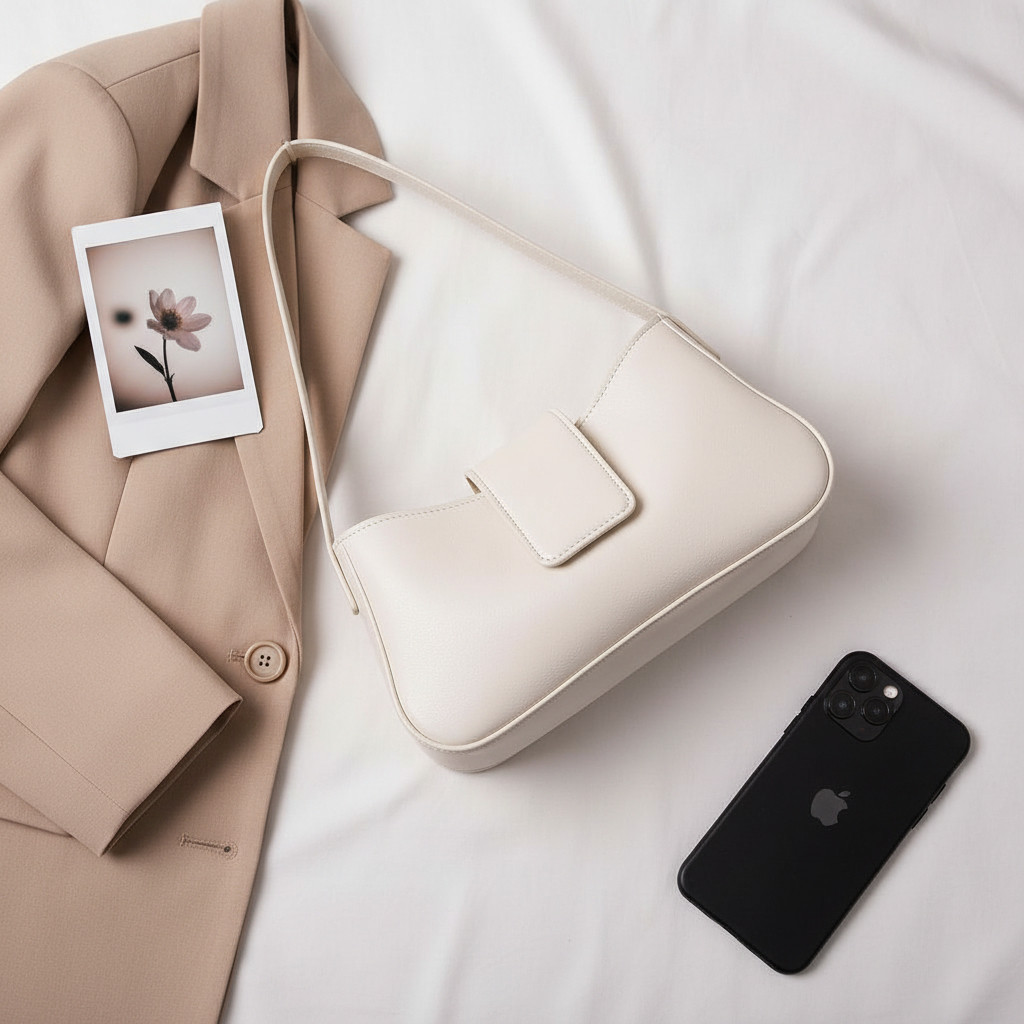 Bolsa Ombro com Fecho Magnético e Zíper Interno