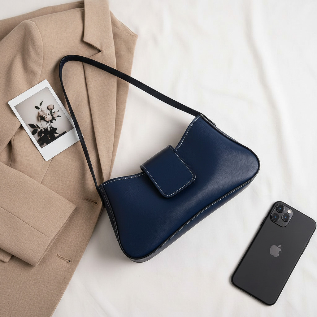 Bolsa Ombro com Fecho Magnético e Zíper Interno