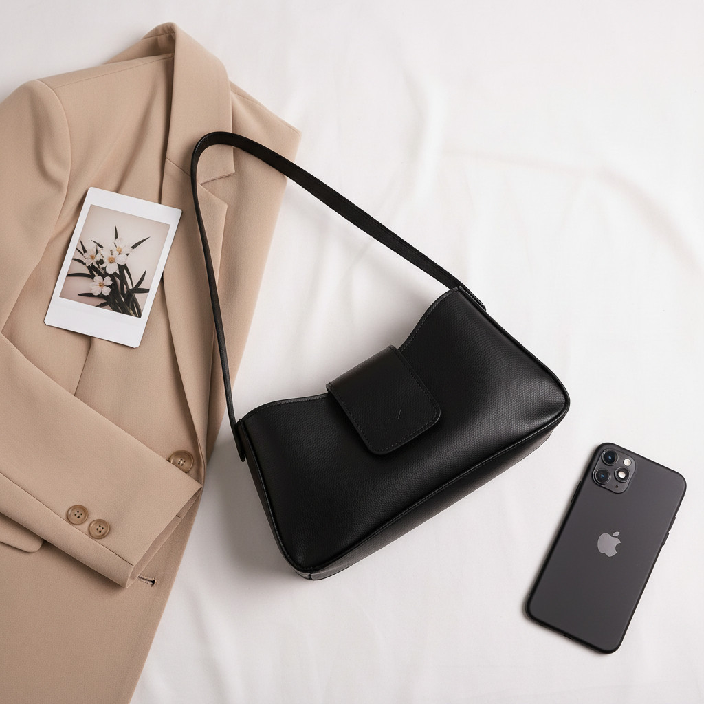 Bolsa Ombro com Fecho Magnético e Zíper Interno