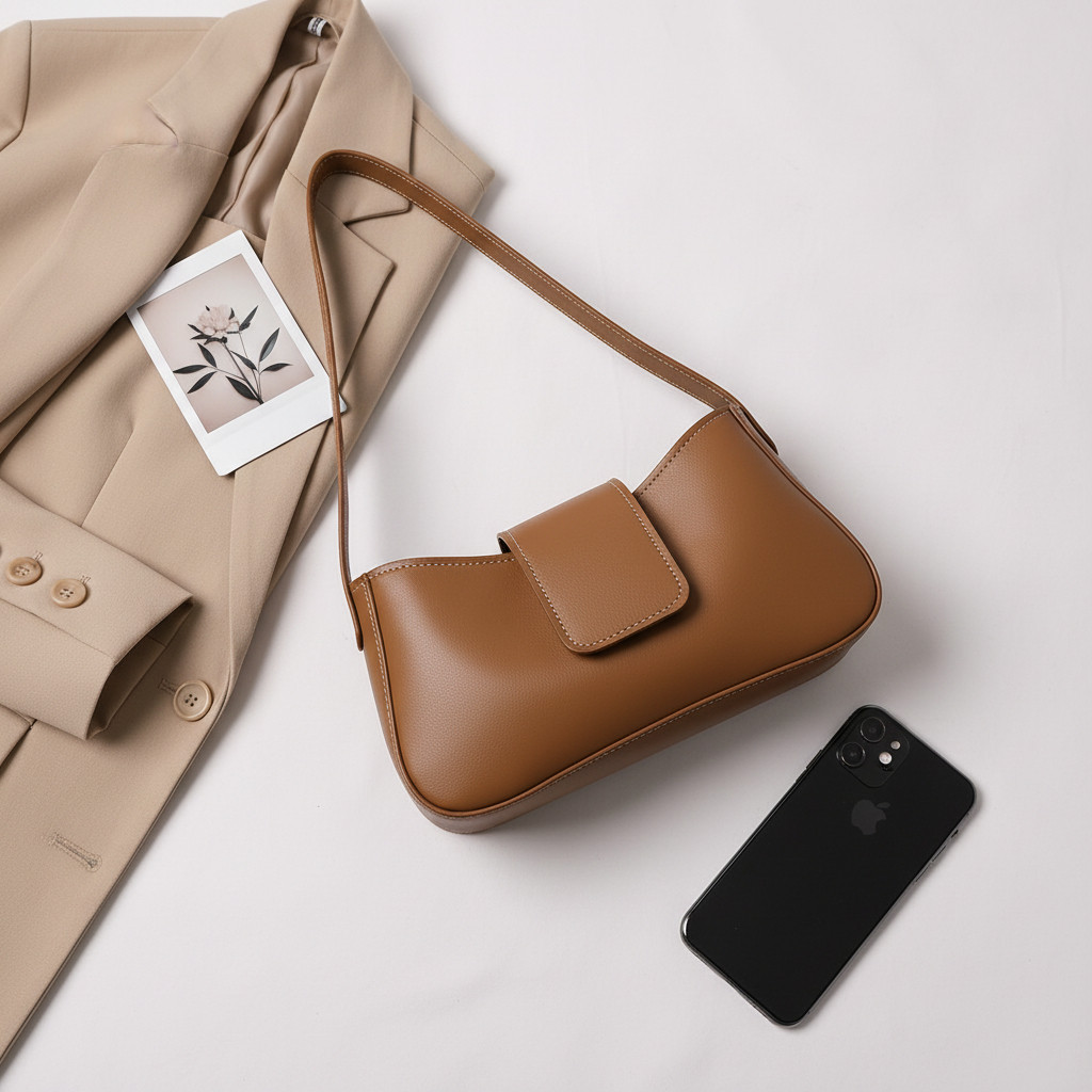 Bolsa Ombro com Fecho Magnético e Zíper Interno